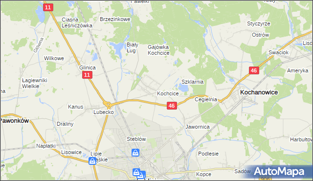 mapa Kochcice, Kochcice na mapie Targeo