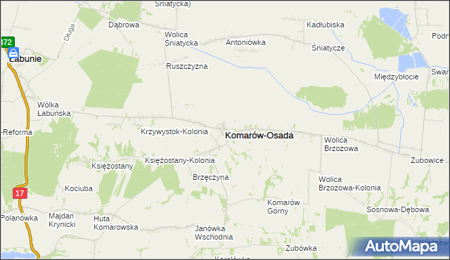 mapa Komarów-Osada, Komarów-Osada na mapie Targeo