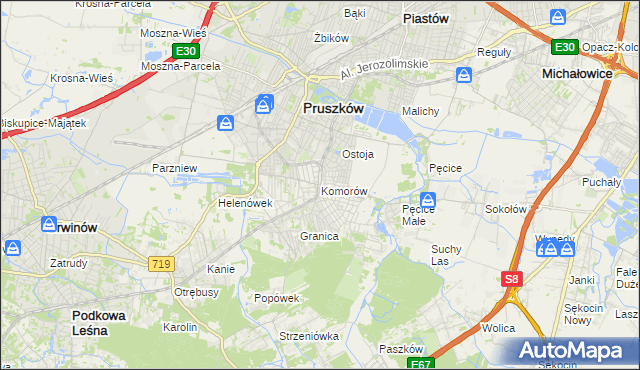 mapa Komorów gmina Michałowice, Komorów gmina Michałowice na mapie Targeo