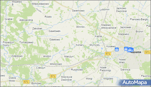 mapa Konary gmina Nasielsk, Konary gmina Nasielsk na mapie Targeo