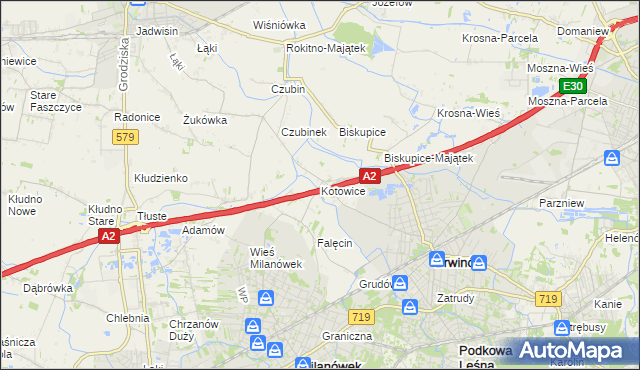 mapa Kotowice gmina Brwinów, Kotowice gmina Brwinów na mapie Targeo