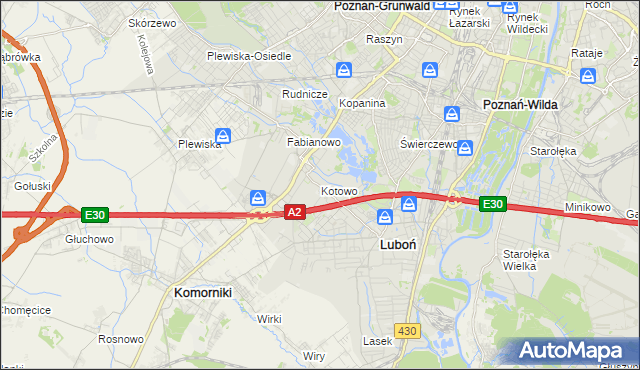 mapa Kotowo gmina Poznań, Kotowo gmina Poznań na mapie Targeo