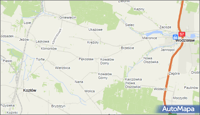 mapa Kowalów Dolny, Kowalów Dolny na mapie Targeo