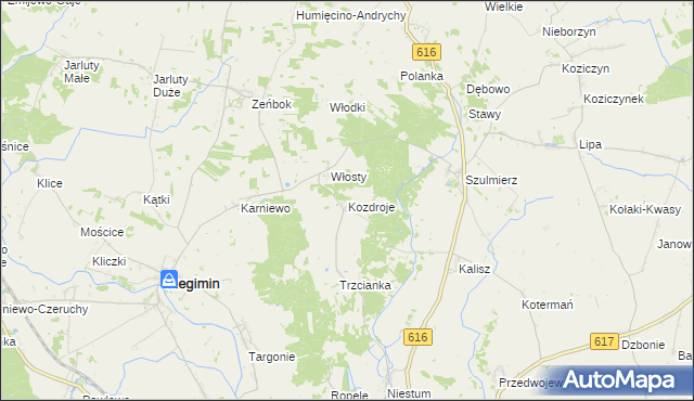 mapa Kozdroje, Kozdroje na mapie Targeo