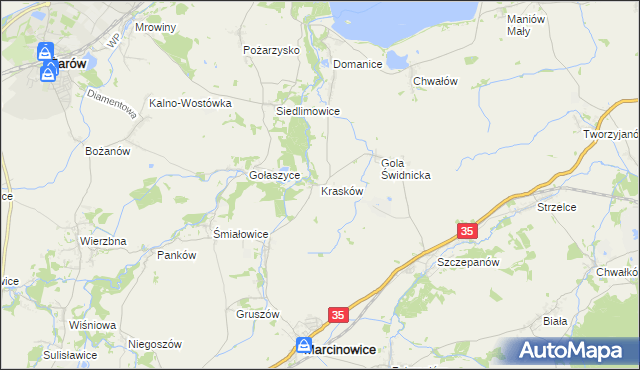 mapa Krasków gmina Marcinowice, Krasków gmina Marcinowice na mapie Targeo
