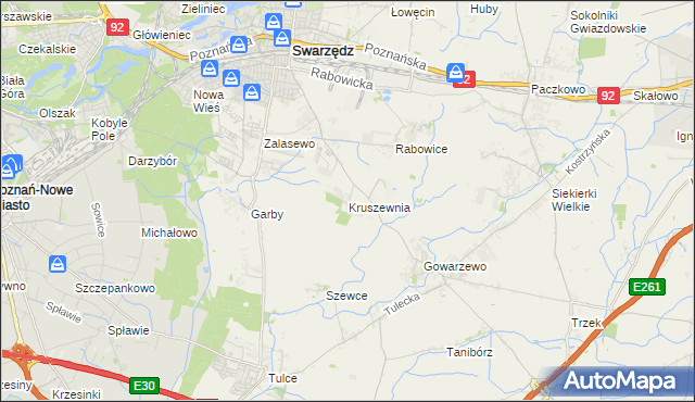 mapa Kruszewnia gmina Swarzędz, Kruszewnia gmina Swarzędz na mapie Targeo