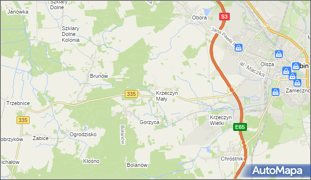 mapa Krzeczyn Mały, Krzeczyn Mały na mapie Targeo