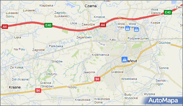 mapa Krzemienica gmina Czarna, Krzemienica gmina Czarna na mapie Targeo