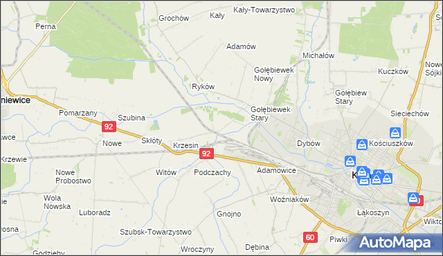 mapa Krzesinówek, Krzesinówek na mapie Targeo