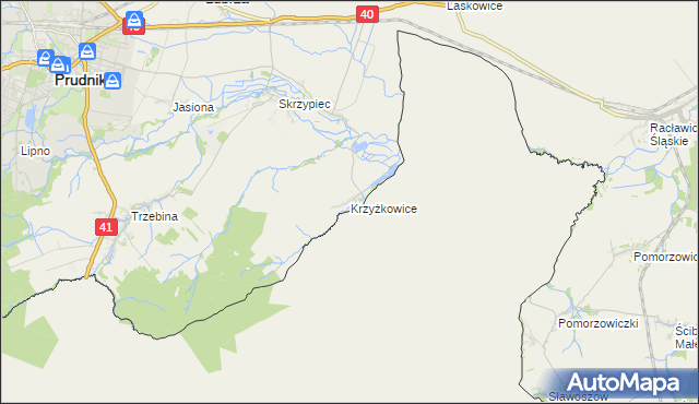 mapa Krzyżkowice, Krzyżkowice na mapie Targeo