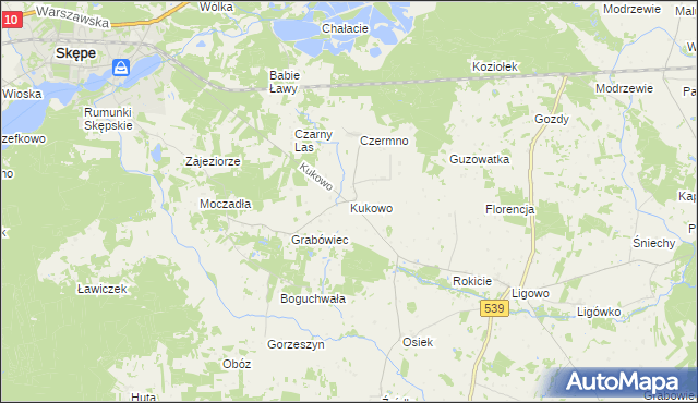 mapa Kukowo gmina Skępe, Kukowo gmina Skępe na mapie Targeo