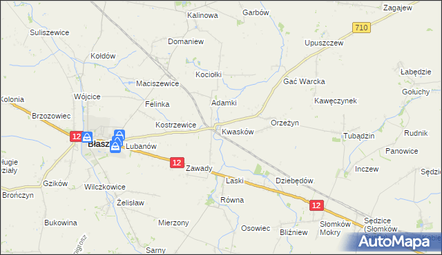 mapa Kwasków, Kwasków na mapie Targeo