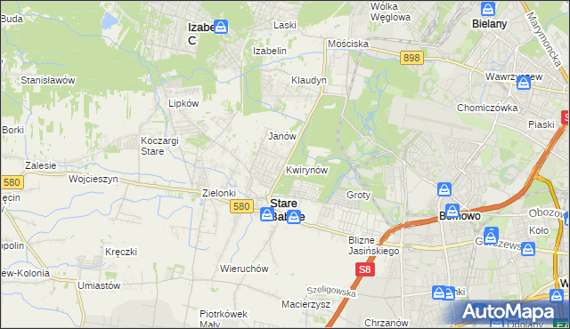 mapa Kwirynów gmina Stare Babice, Kwirynów gmina Stare Babice na mapie Targeo