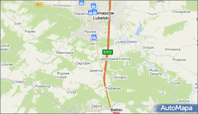 mapa Łaszczówka-Kolonia, Łaszczówka-Kolonia na mapie Targeo