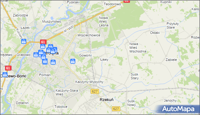 mapa Ławy gmina Rzekuń, Ławy gmina Rzekuń na mapie Targeo