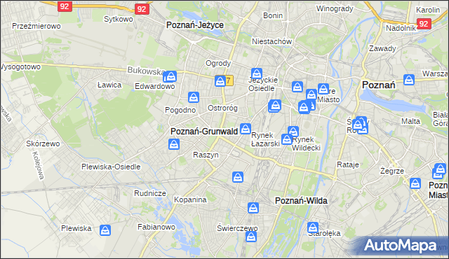 mapa Łazarz gmina Poznań, Łazarz gmina Poznań na mapie Targeo