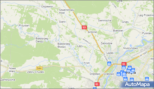 mapa Łazy gmina Olszewo-Borki, Łazy gmina Olszewo-Borki na mapie Targeo