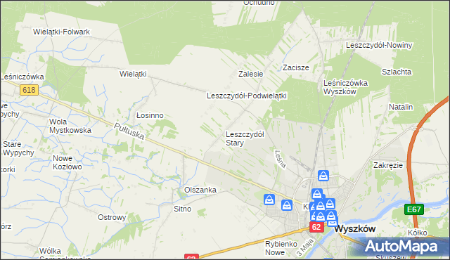 mapa Leszczydół Stary, Leszczydół Stary na mapie Targeo