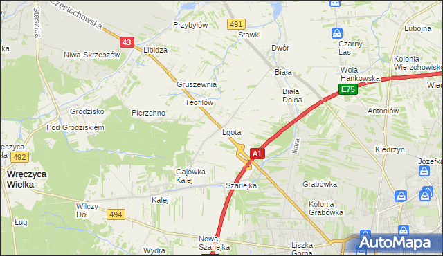 mapa Lgota gmina Kłobuck, Lgota gmina Kłobuck na mapie Targeo