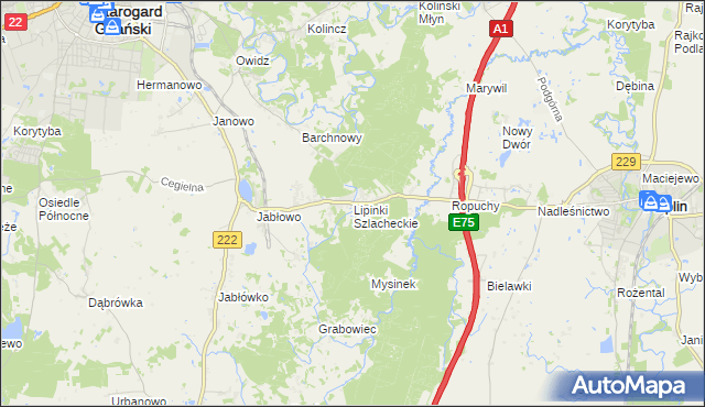 mapa Lipinki Szlacheckie, Lipinki Szlacheckie na mapie Targeo