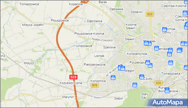 mapa Lipniak gmina Konopnica, Lipniak gmina Konopnica na mapie Targeo
