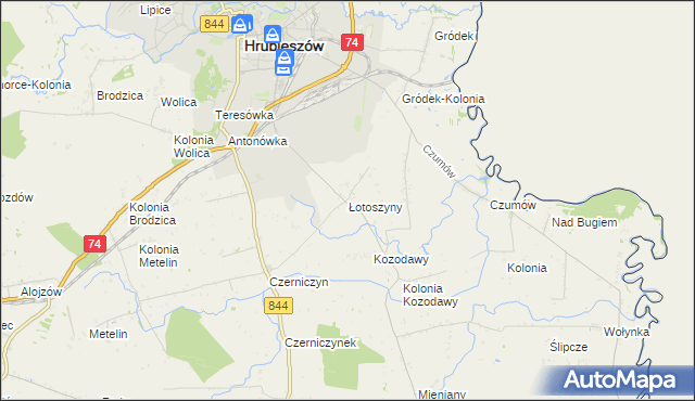 mapa Łotoszyny, Łotoszyny na mapie Targeo