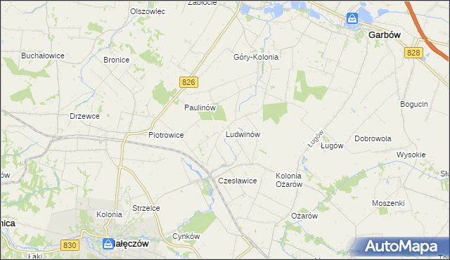 mapa Ludwinów gmina Nałęczów, Ludwinów gmina Nałęczów na mapie Targeo