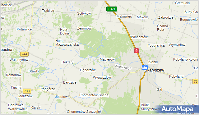 mapa Magierów gmina Skaryszew, Magierów gmina Skaryszew na mapie Targeo