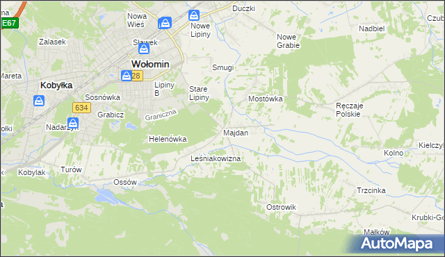 mapa Majdan gmina Wołomin, Majdan gmina Wołomin na mapie Targeo