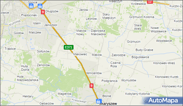 mapa Maków gmina Skaryszew, Maków gmina Skaryszew na mapie Targeo