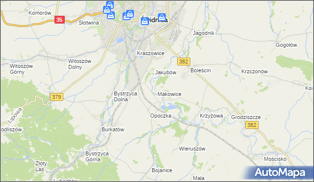 mapa Makowice gmina Świdnica, Makowice gmina Świdnica na mapie Targeo