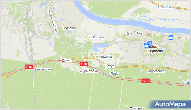 mapa Makowiska gmina Solec Kujawski, Makowiska gmina Solec Kujawski na mapie Targeo