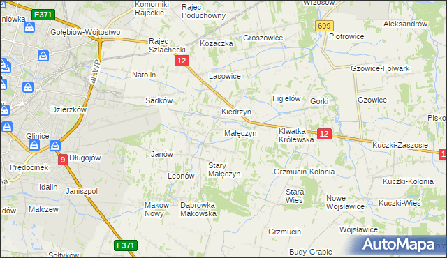 mapa Małęczyn gmina Gózd, Małęczyn gmina Gózd na mapie Targeo