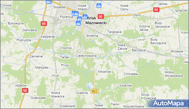 mapa Marianka gmina Mińsk Mazowiecki, Marianka gmina Mińsk Mazowiecki na mapie Targeo