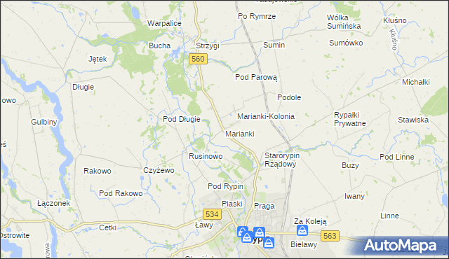 mapa Marianki gmina Rypin, Marianki gmina Rypin na mapie Targeo