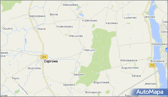 mapa Mierucin gmina Dąbrowa, Mierucin gmina Dąbrowa na mapie Targeo