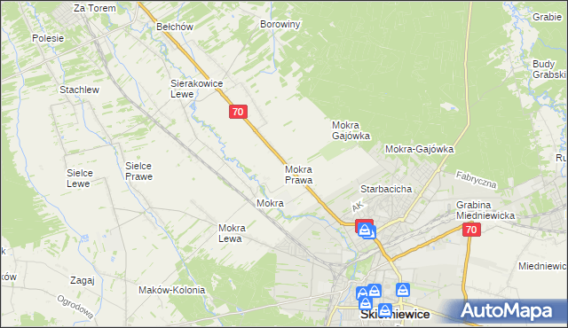 mapa Mokra Prawa, Mokra Prawa na mapie Targeo