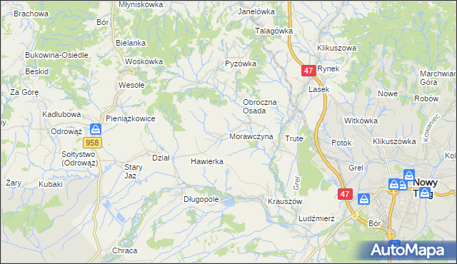 mapa Morawczyna, Morawczyna na mapie Targeo