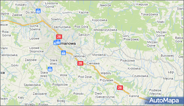 mapa Mordarka, Mordarka na mapie Targeo