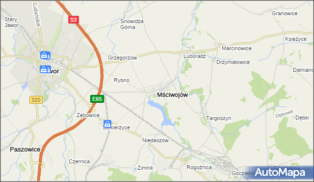 mapa Mściwojów, Mściwojów na mapie Targeo