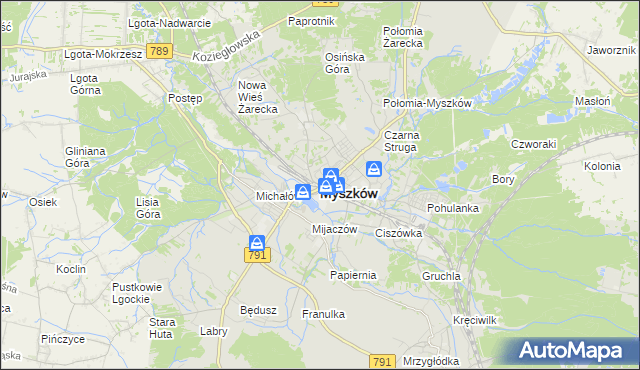 mapa Myszków, Myszków na mapie Targeo