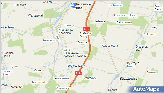 mapa Niedrzwica Kościelna-Kolonia, Niedrzwica Kościelna-Kolonia na mapie Targeo