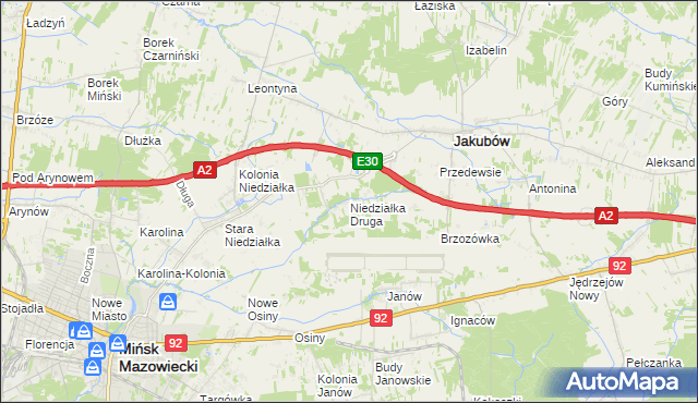 mapa Niedziałka Druga, Niedziałka Druga na mapie Targeo