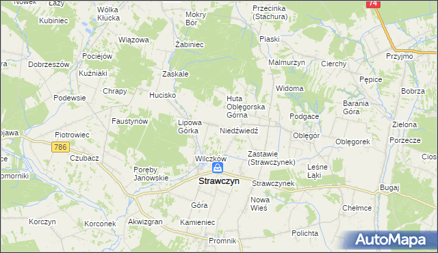 mapa Niedźwiedź gmina Strawczyn, Niedźwiedź gmina Strawczyn na mapie Targeo