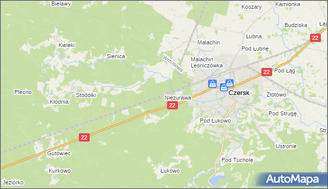 mapa Nieżurawa, Nieżurawa na mapie Targeo