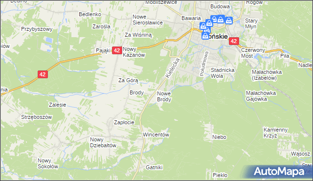 mapa Nowe Brody, Nowe Brody na mapie Targeo