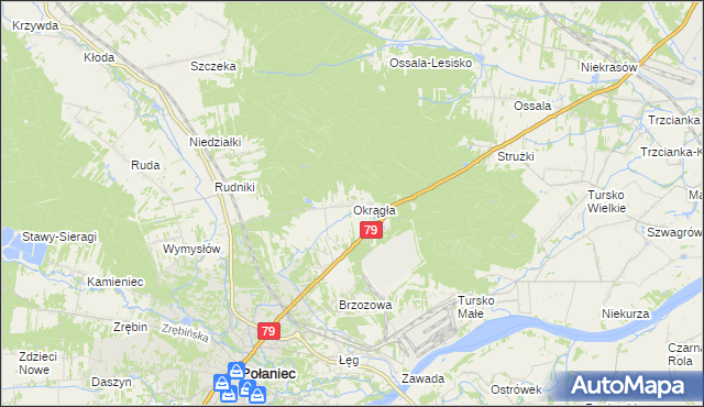 mapa Okrągła, Okrągła na mapie Targeo