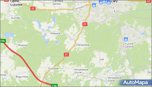 mapa Olbrachtów, Olbrachtów na mapie Targeo