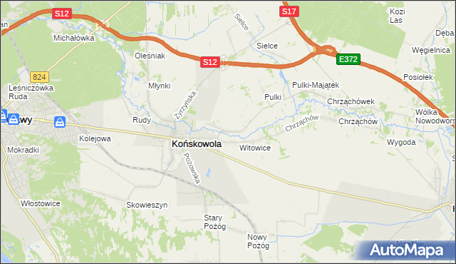 mapa Opoka gmina Końskowola, Opoka gmina Końskowola na mapie Targeo