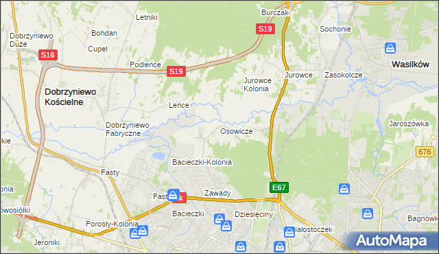mapa Osowicze, Osowicze na mapie Targeo